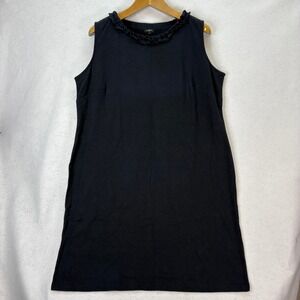 Talbots Plus Size 2X Navy Blue‎ Sleeveless Ruffle Neck Knit Casual Shift Dress